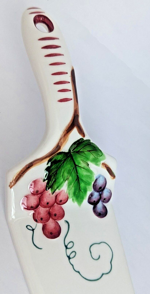 Ceramic Wedding Pie Cake Server Vintage with Grapes Motiff READ