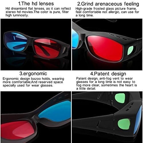 Lightweight Red Blue 3D Glasses with Protective Case for Comfortable Viewing