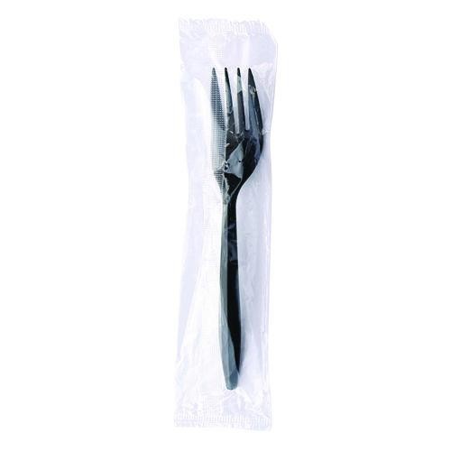 Boardwalk Wrapped Polypropylene Cutlery, Fork, Plastic, Black, 2,000/Carton