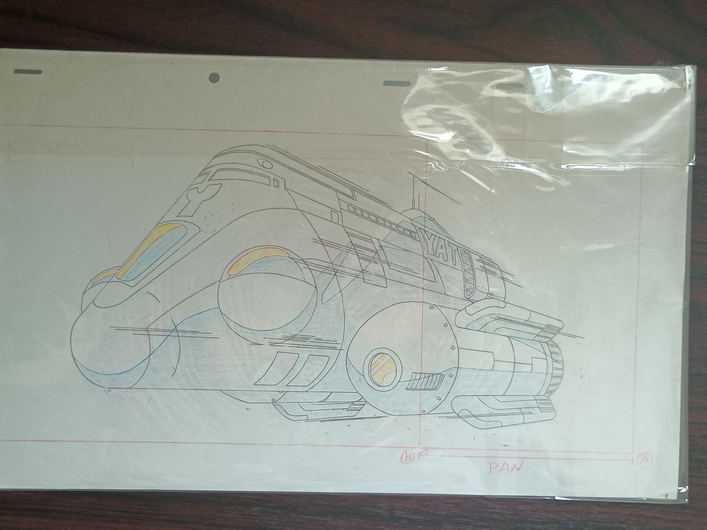 YAT Untroubled Space Tours Original Production Cel & Pan Layout - Space Cruiser