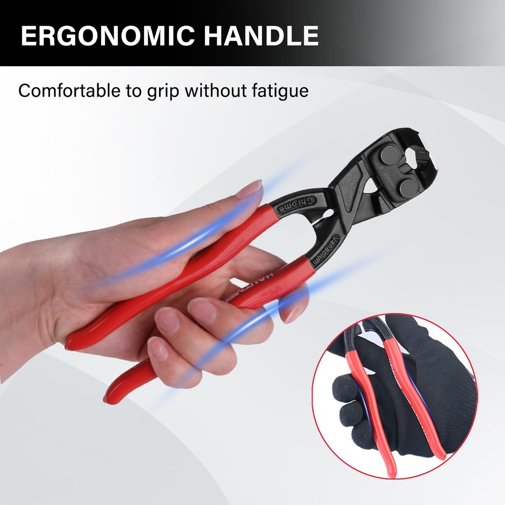 HAUTMEC 8 Inch Nail Puller Pliers Tool, High Leverage End Cutting Pliers, Red