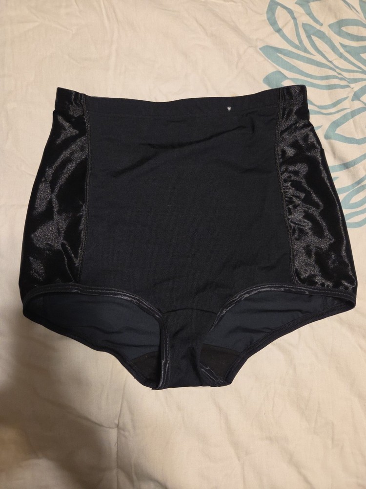Flexees FLEXFIRM Black Seamed Back Tummy Panel Control Panties #5751 2X 33"-34"