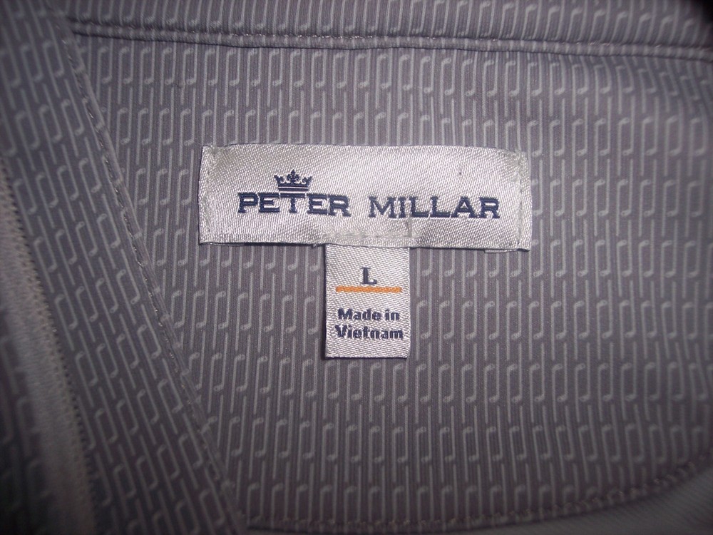 New Peter Millar Mens Large Grey Stretch Pullover Commonwealth National