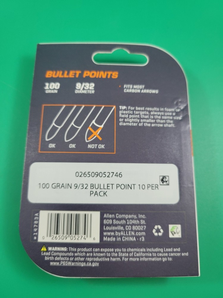 3x 10 Count Pack Allan TITAN Bullet Points 9/32 Diameter
