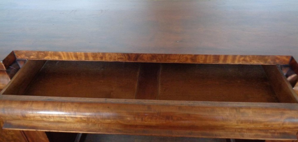 Gorgeous Antique Solid Wood Burled Veneer Finish Extra Large Buffet Sideboard