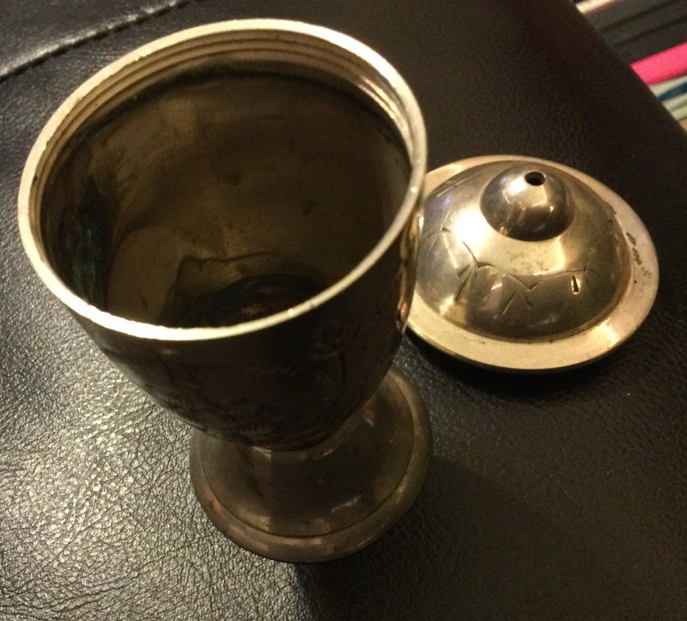 Silver Hand Etched 3” Incense Burner With Screw On Lid