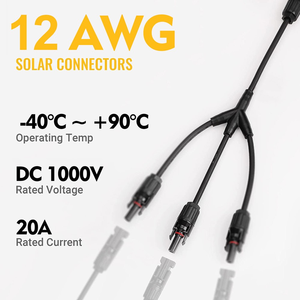 Solar Panel Y / T Branch Cable Connection Waterproof Adapter Connector Extension