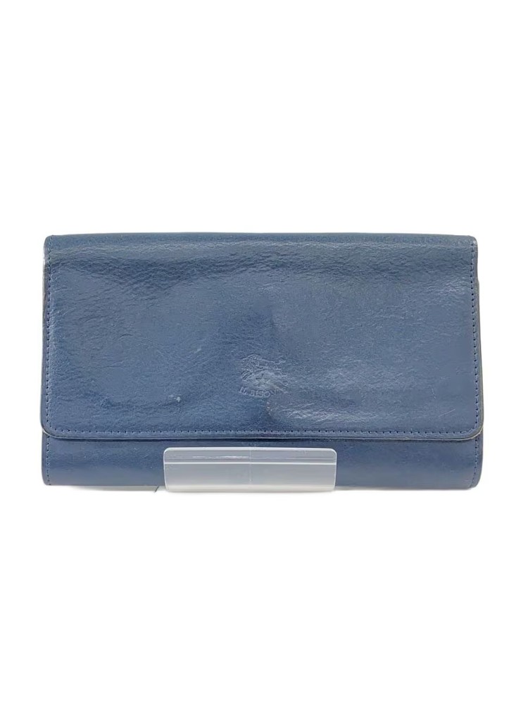 IL BISONTE Men's Long Wallet in Solid Leather (NVY)