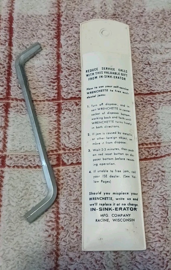 Garbage disposal tool Kitchen Sink InSinkErator Jam-Buster Plumbing Hex Wrench