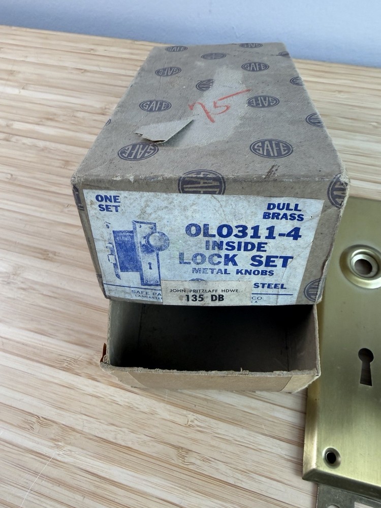 Vtg Brass Inside Lock Set OL0311-4 W/ Box Hardware Complete