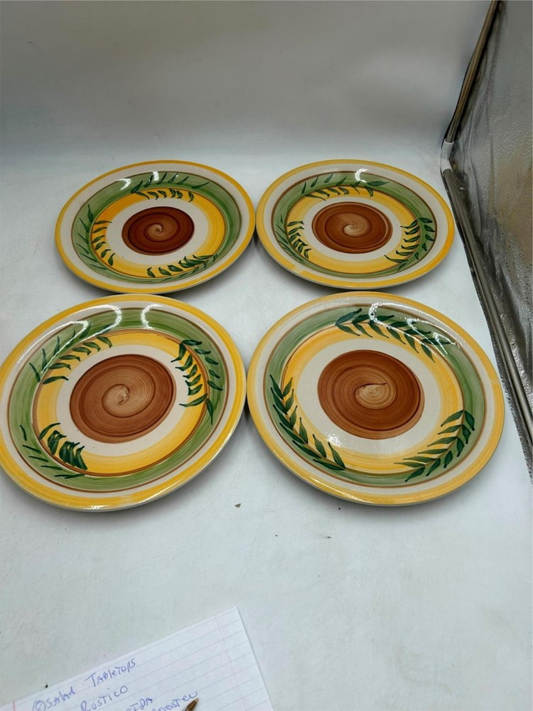 4)   EMERALD   DINNER PLATES  MADE IN CHINA   STONEWARE