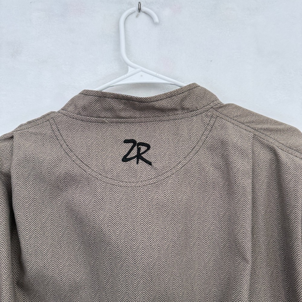 Zero Restriction Jacket Mens L Beige Herringbone Golf Snap Pullover Windbreaker