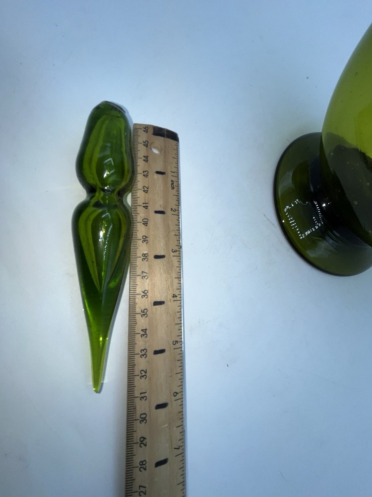 MCM Green Decanter w/Tear Drop Stopper -