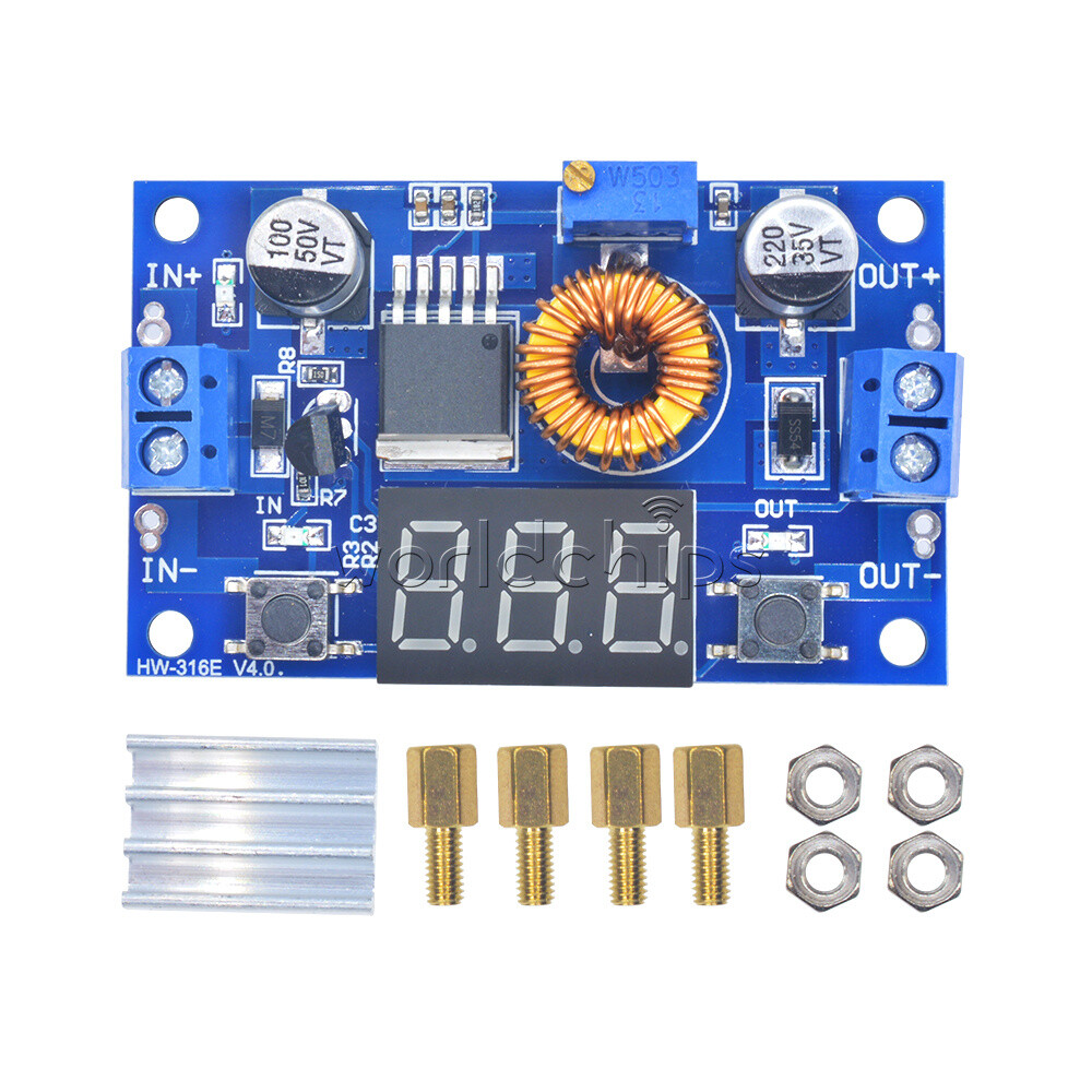 5A Adjustable Power CC/CV Step-down Charge Module LED Driver With Red Voltmeter