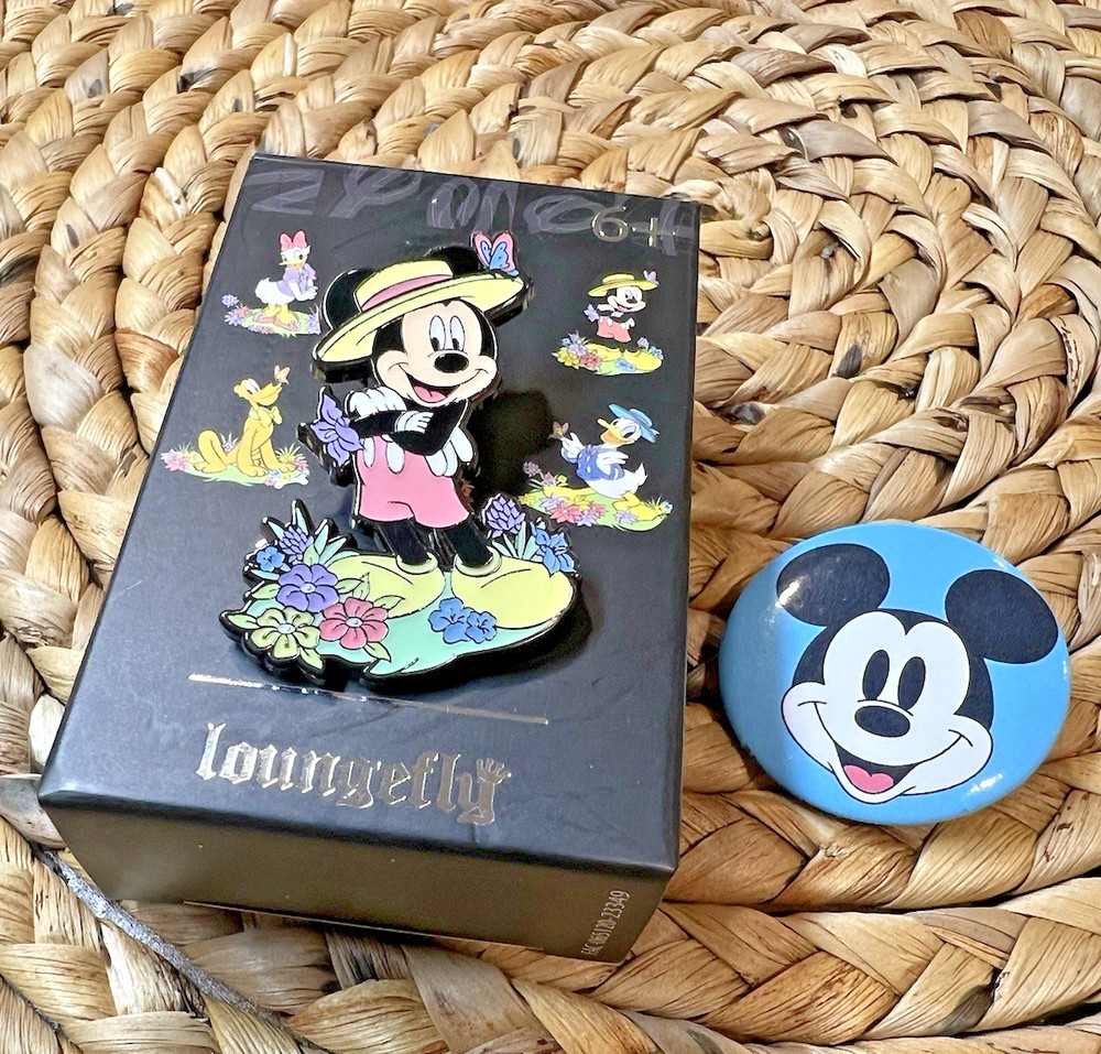 Disney Mickey Mouse 2-Piece Bundle – Loungefly Picnic Enamel Pin & 1" Button