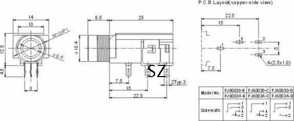 10PCS 6.35mm Female Socket 1/4" Mono Socket Connector - Audio Panel Mount