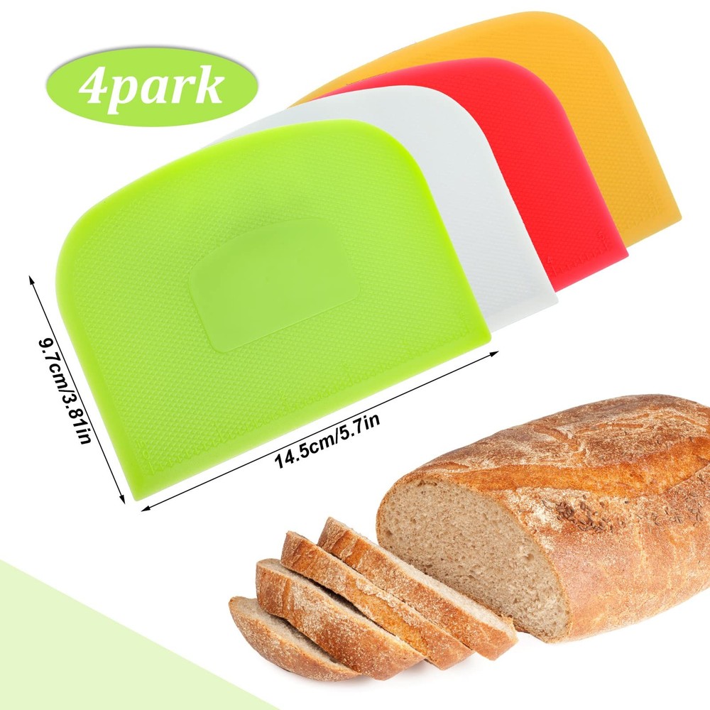 4 Piece Plastic Dough Scraper Bowl Scraper Flexible Multipurpose Food Scraper...