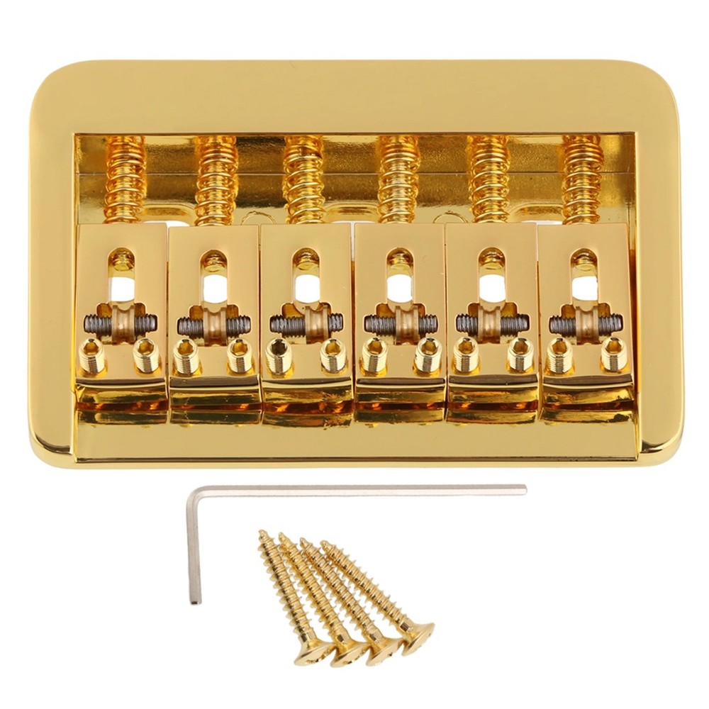 Adjustable Electric Guitar Bridge 10.5mm Spacing with fixed Roller saddle Gold
