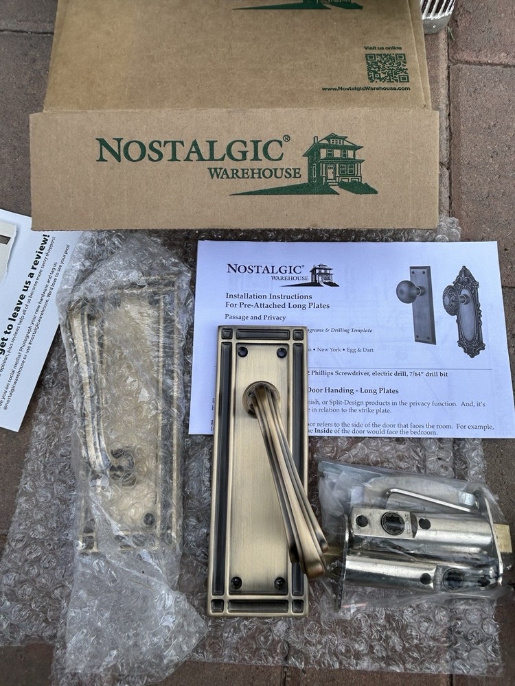 Nostalgic Warehouse Mission Entry Set Fleur Lever Antique Brass Handle/dead bolt