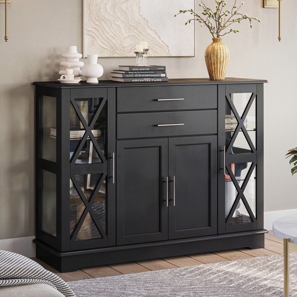 47" Wood Storage Sideboard Buffet Cabinet Console Table, 3 Colors