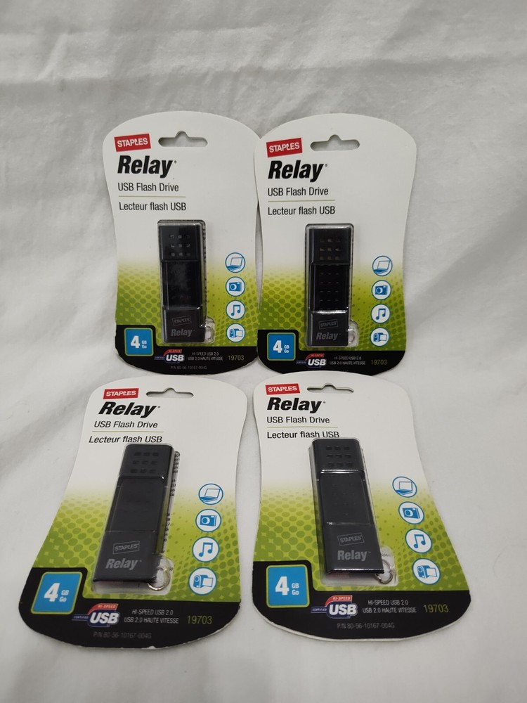 Staples Relay USB Flash Drive 4GB, 4 Pack