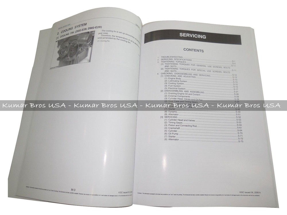 New WORKSHOP MANUAL FITS Kubota D782