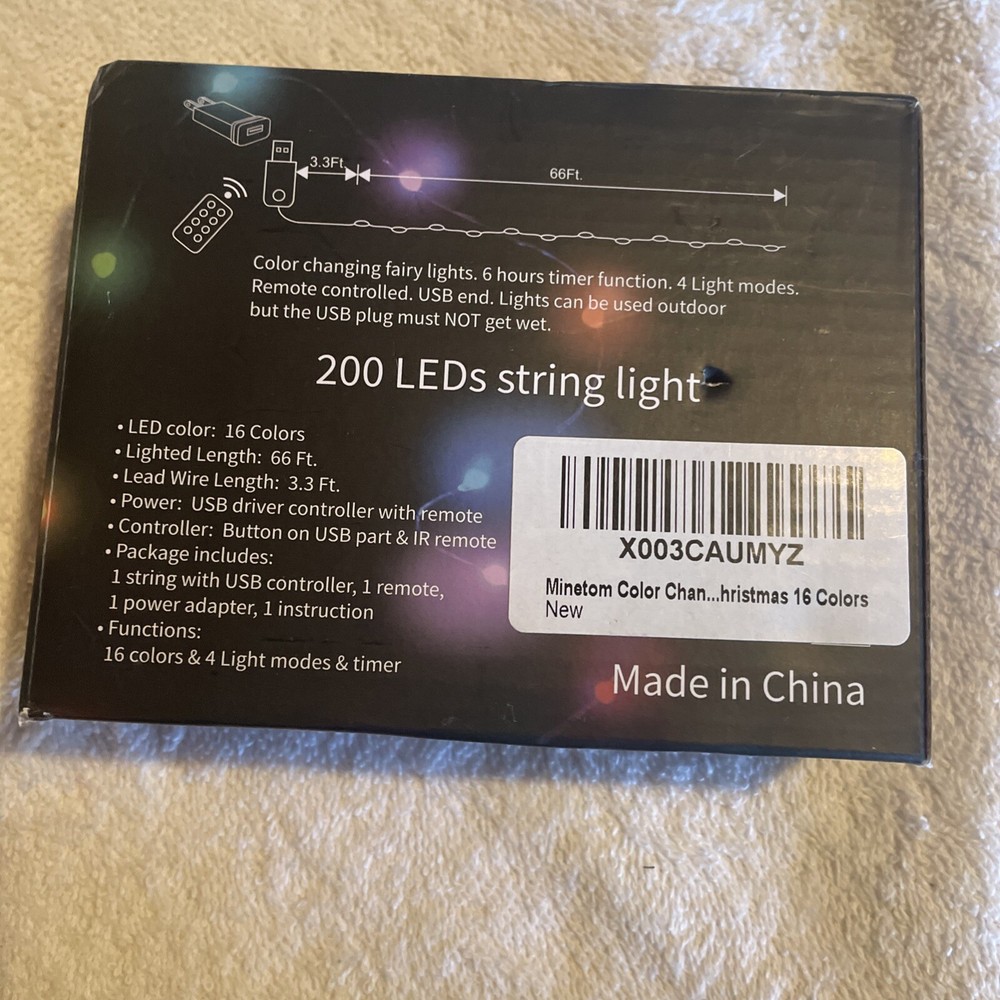 Christmas Multi-Colored Light, 66Ft 200 LED String Light with 4 Modes
