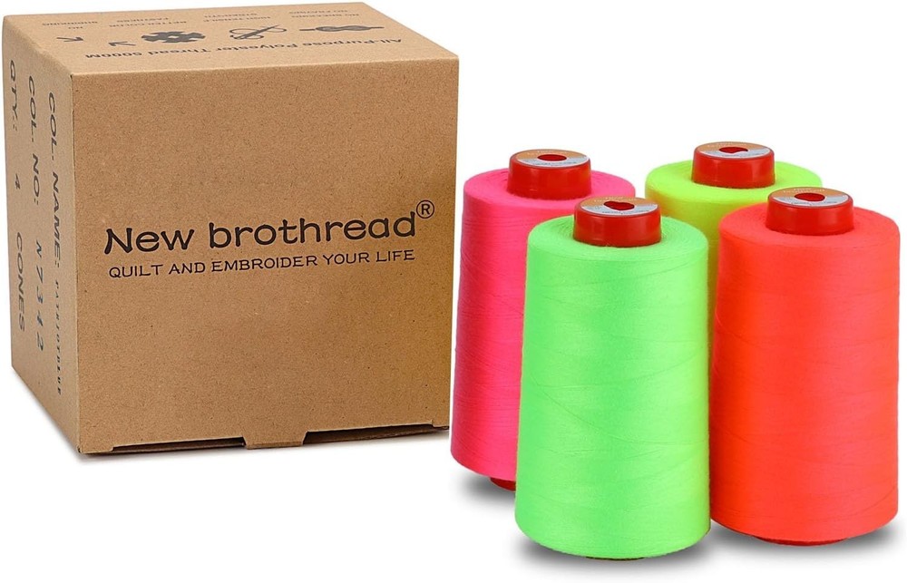 Neon All-Purpose Polyester Thread Pack - 4 Large Cones for Sewing Enthusiasts