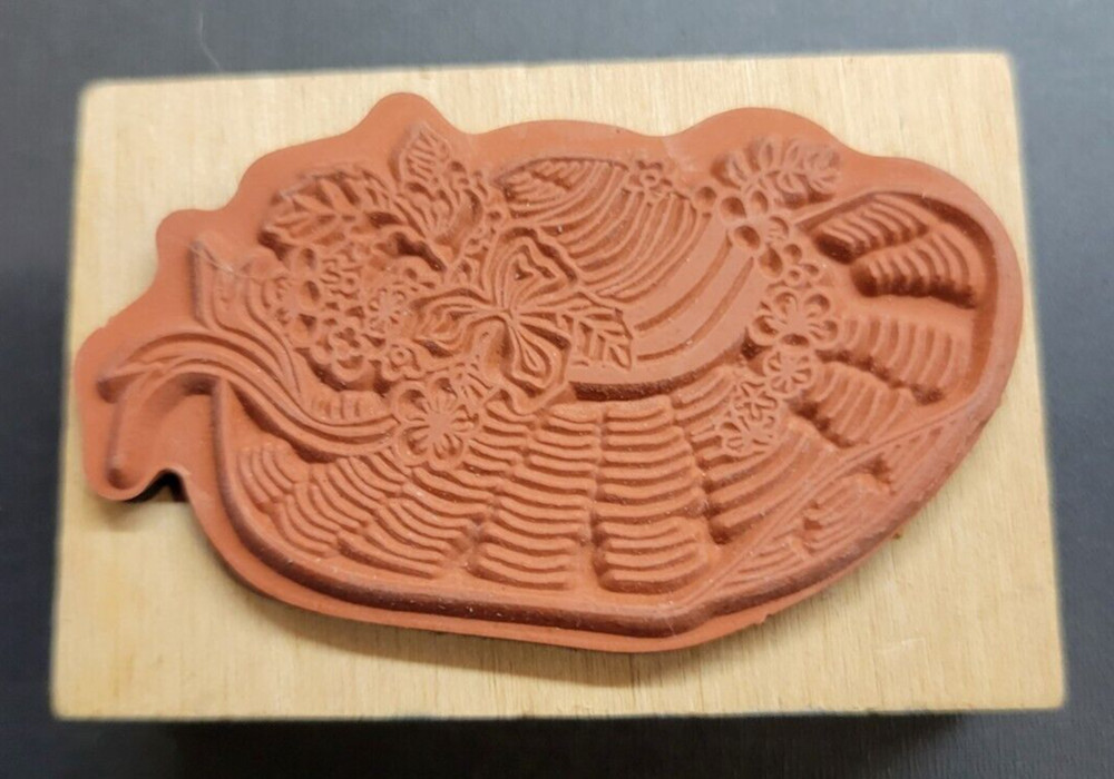 Wood/Rubber Stamp Flowery Hat/Bonnet