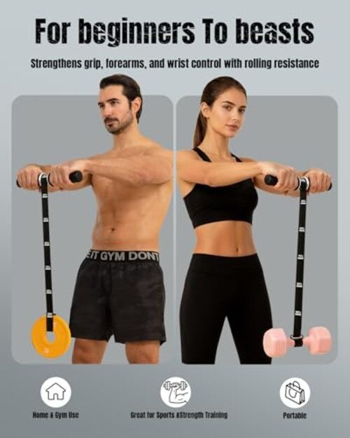 Forearm Strengthener & Forearm Exerciser, Wrist Roller with Thick Silicone