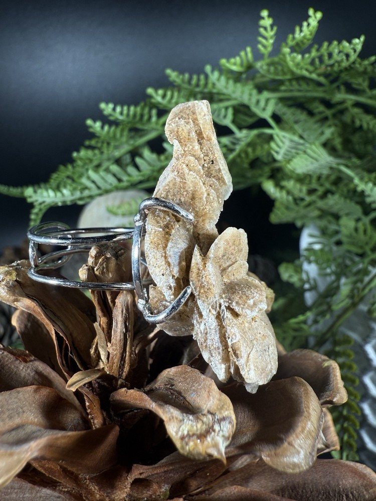 dessert rose Ring Jewelry, Unique handmade crystal ring，925 Silver Adjustable