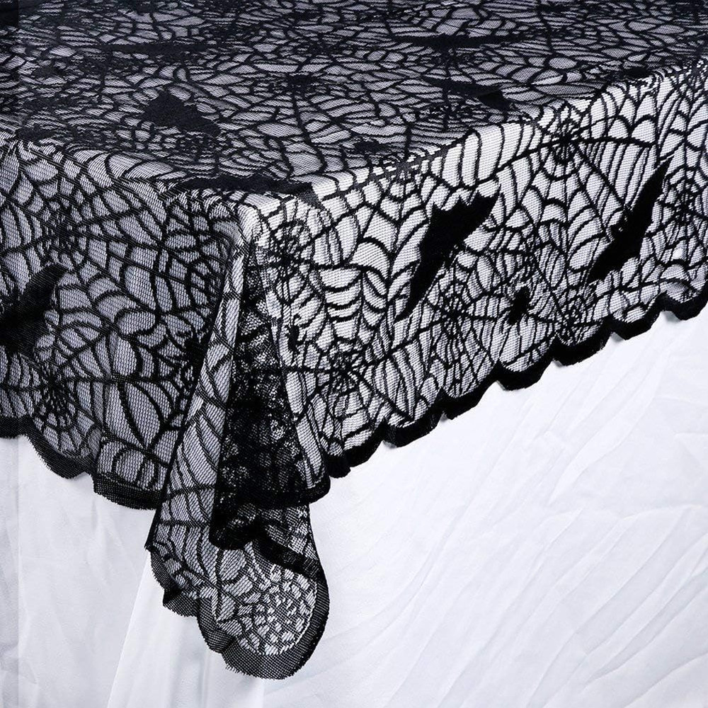 Rectangular Halloween Tablecloth, Halloween Bat Spider Web Tablecloth Decor