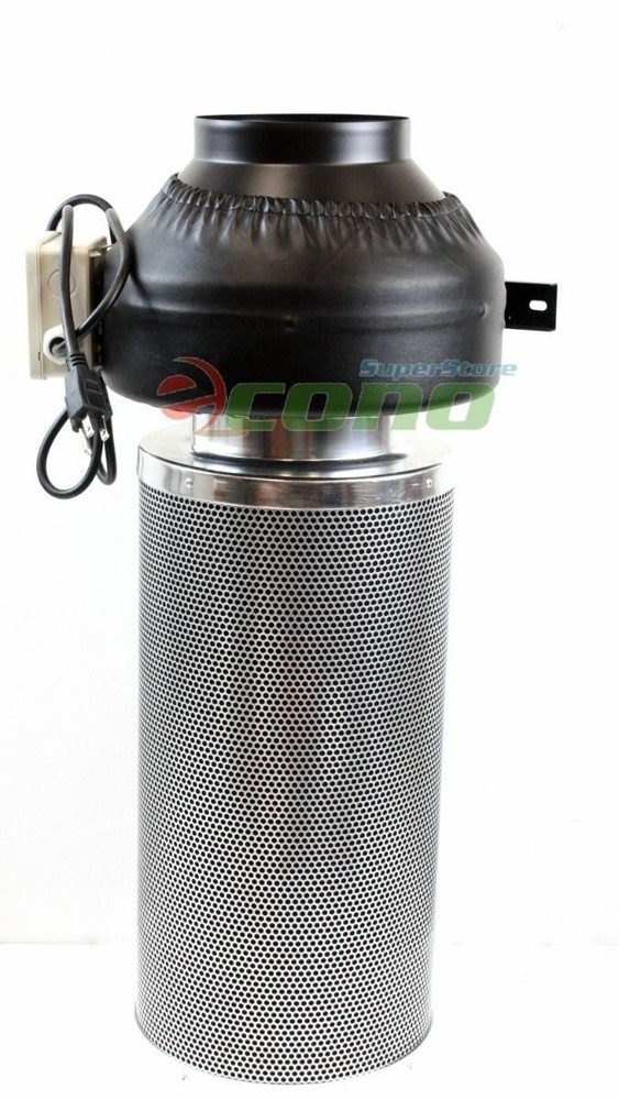 6" Inline Fan Air Blower Speed Controller Hydroponic Odor Scrubber Carbon Filter