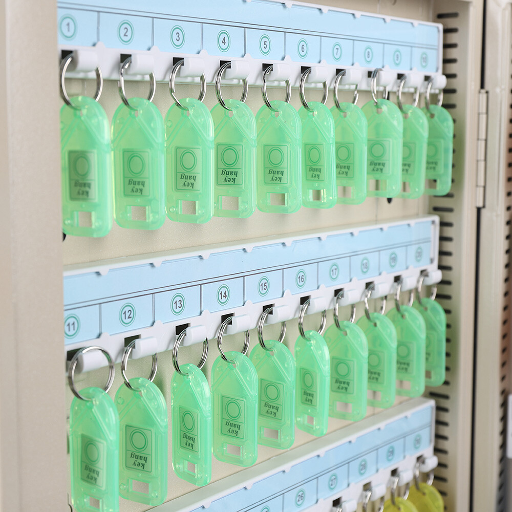 Wall-Mounted 80-Key Storage Cabinet with Security Lock and Tags