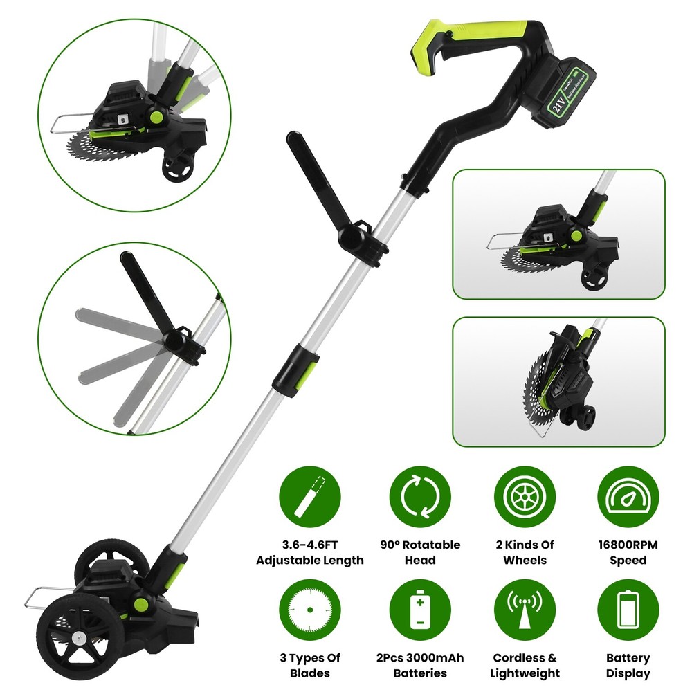 21V Cordless String Trimmer Edger WeedWhacker Grass Eater Lawn Cutter 2 Battery