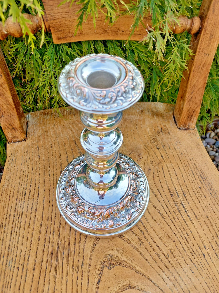 Antique Silver Plate on Copper Three Arm Candelabra