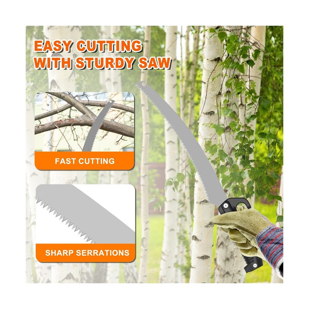 36FT Reach Pole Saw for Tree Trimming, Telescoping Tree Pruner Extendable wit...