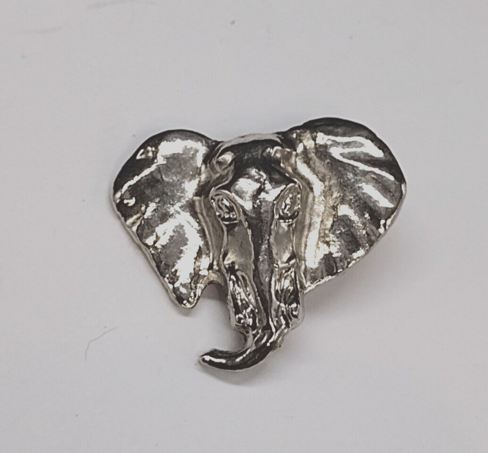 Silvertone Elephant Head Lapel Pin