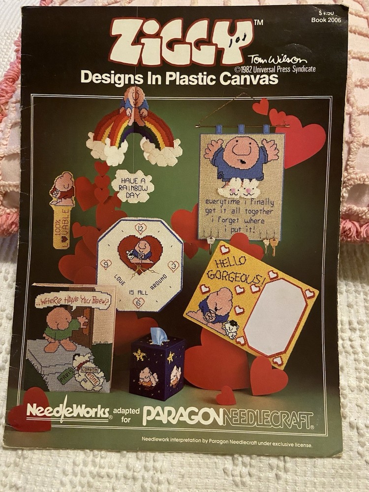 Ziggy Designs in Plastic Canvas 1982 Paragon .#2006 Bookmark Frame Mobile