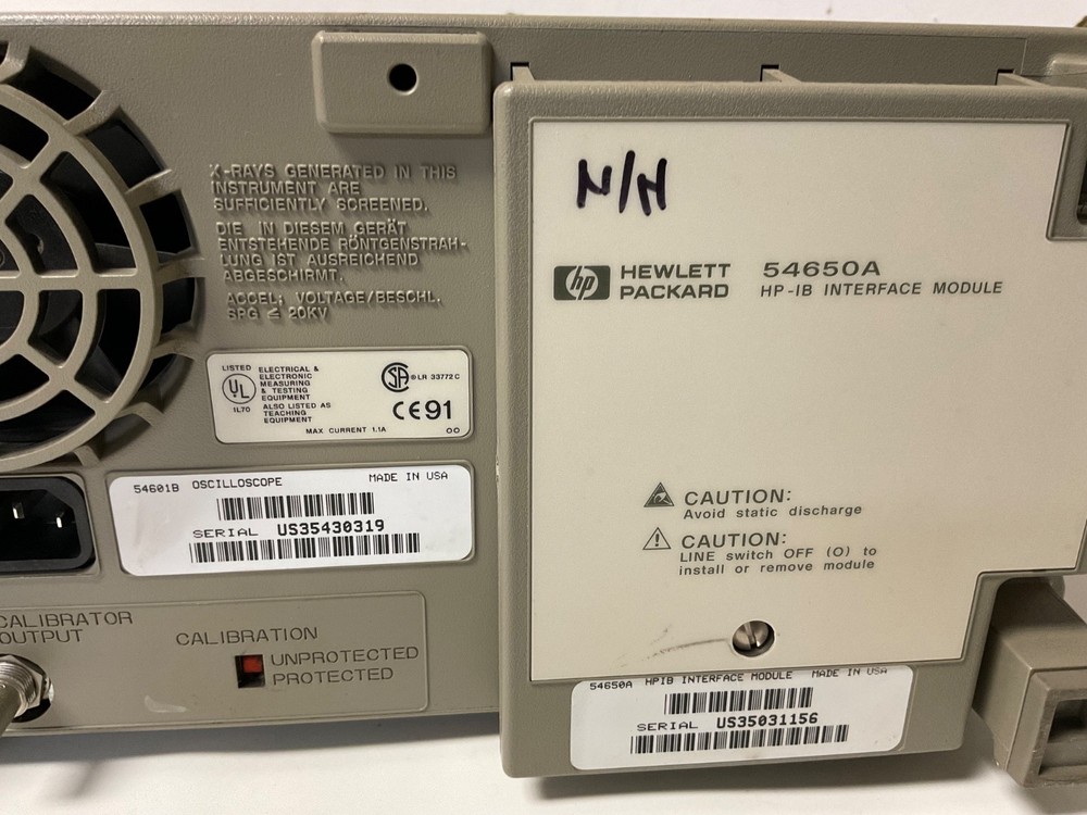 Hewlett Packard HP 54601B Oscilloscope 100MHz 54650A HP-IB Interface module