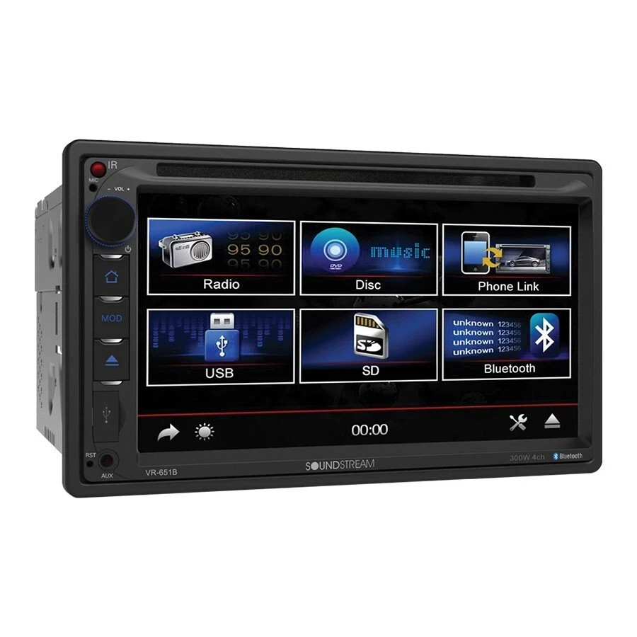 Soundstream VR-651B 7” 2-DIN Touchscreen DVD/CD Headunit w/ Android PhoneLink