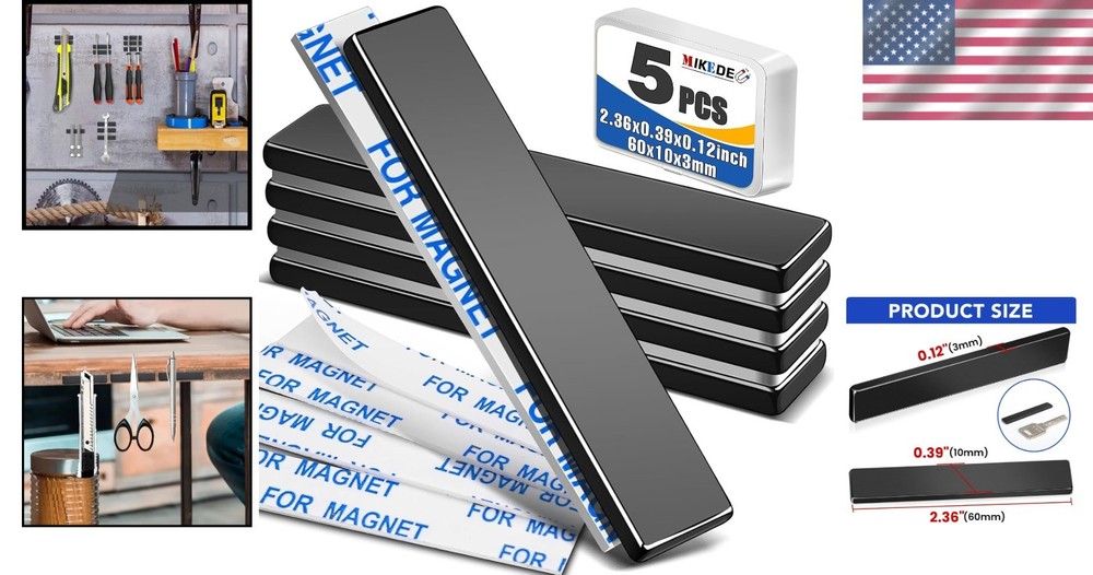 Waterproof Neodymium Magnet Strips - 10 lbs Pull Force for DIY Projects