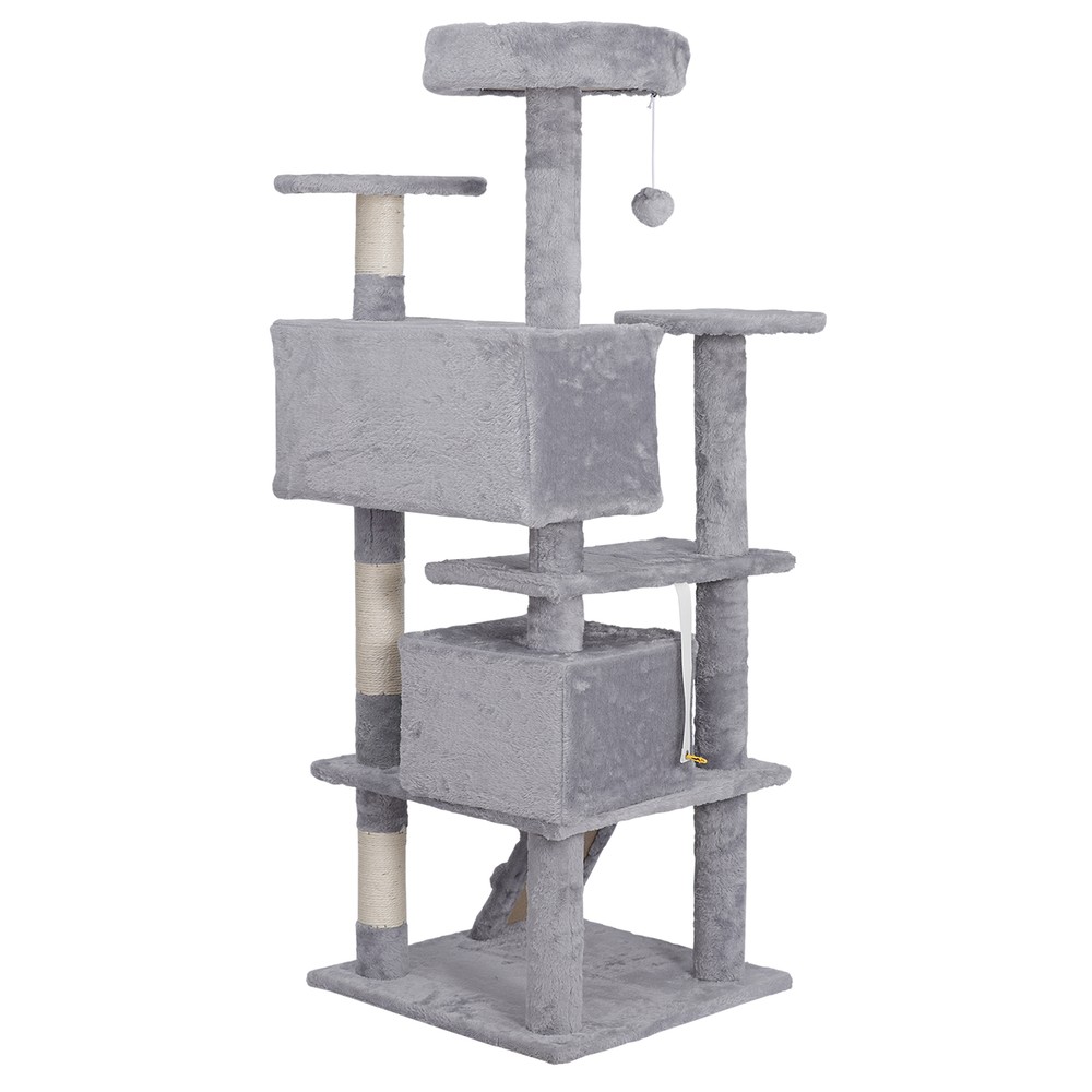 55'' Multi-Level Cat Tree Condo Safety Cat Scratching Post with Danging Ball
