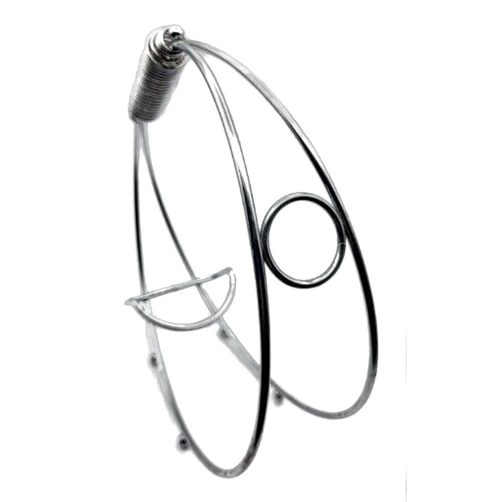 MCM Circular Chrome Wine Bottle Holder Coiled Handle 10x10"