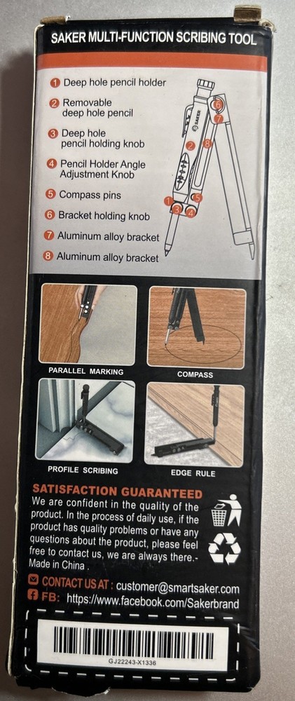 Saker Multi-Function Scribing Tool- Construction Pencil- Aluminum Alloy Scribe T