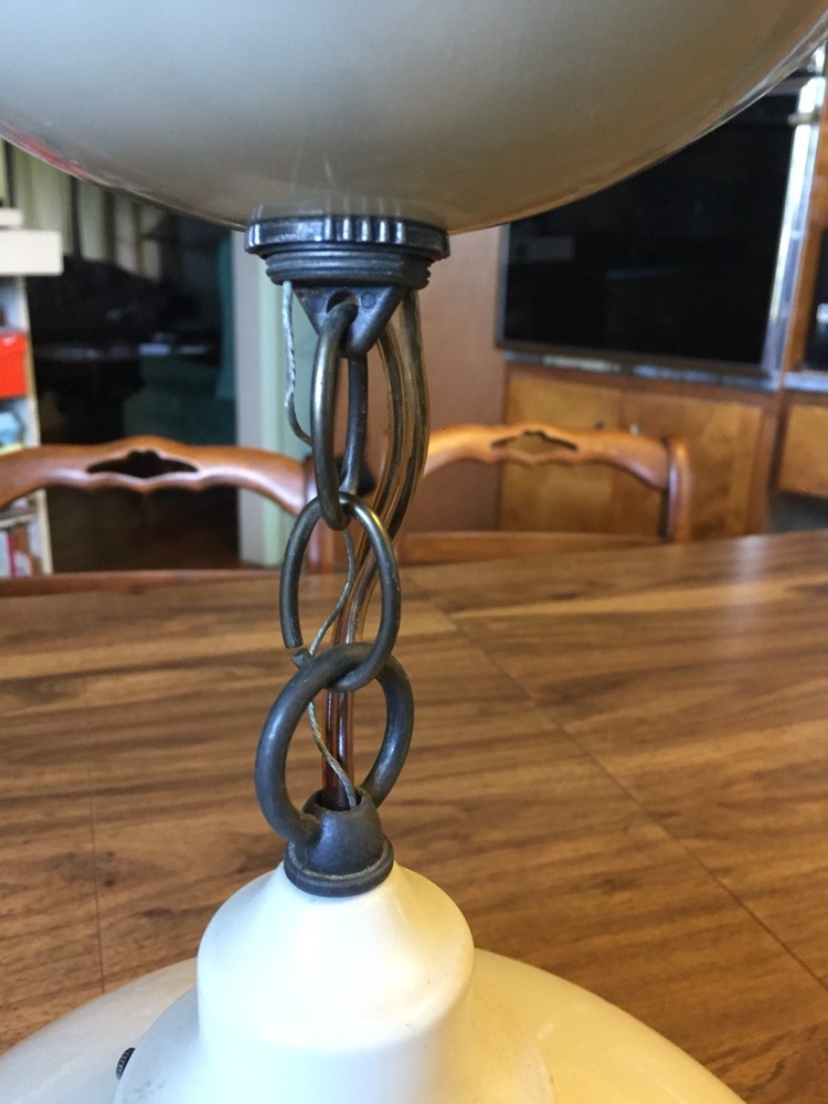 Used Progress Lighting Hanging Cream Colored Light W/ Globe & Mount