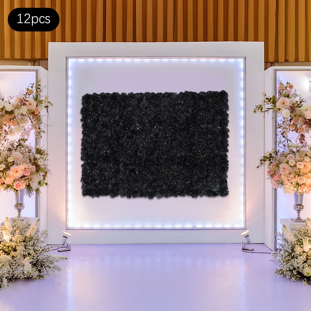 Artificial Flower Wall Background, 12Pcs 3D Flowers Wall Panel Backdrop