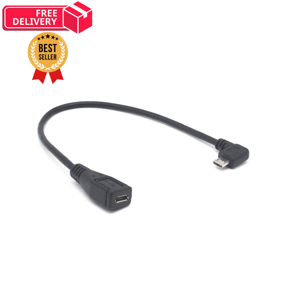 Micro USB Left Angle,Micro Extension Cable, 90 Degree 10 inches, Black