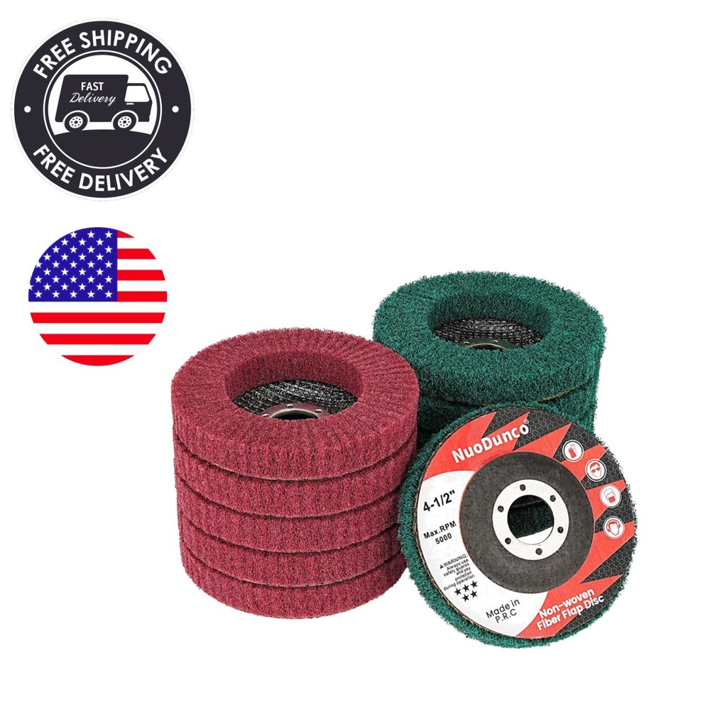 Durable Nylon Flap Discs Set - 10Pcs 4.5 Inch For Angle Grinders & Surface Prep