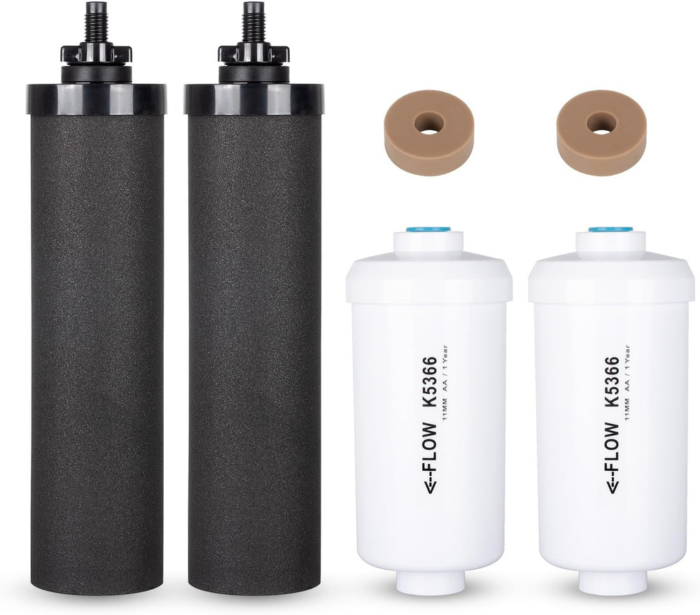 Upgrade 4 Pack Set-Berkey PF-2 Fluoride Water Filters and Berkey Black Carbon BB
